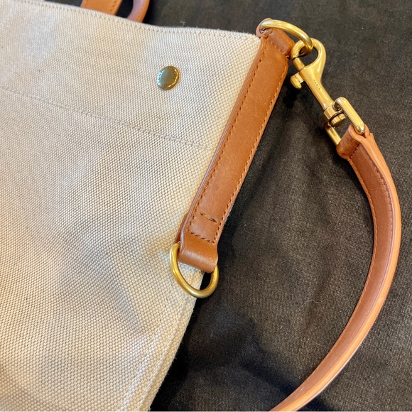 NWT Saint Laurent Universite North South Foldable Tote Bag Canvas Smooth Leather - Picture 5 of 16